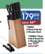 Clicks 12-Piece Knife Set In Wooden Black