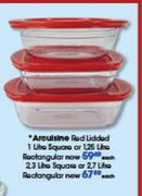 Arculsine Red Lidded-1ltr Square Or 1.25ltr Rectangualr Each