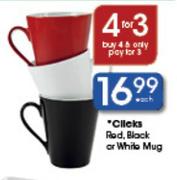 Clicks Red,Black Or White Mug Each
