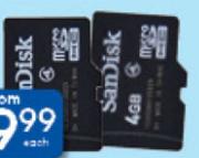 Sandisk 8GB Micro SDHC With SD Adaptor Each