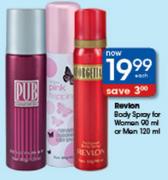 Revlon Body Spray For Women 90ml Or Men 120ml-Each