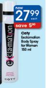 Coty Exclamation Body Spray For Women-150ml Each
