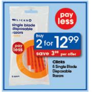 Clicks 5 Single Blade Disposable Razors-Each