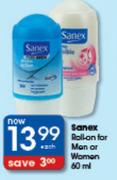 Sanex Roll-On For Men Or Women -60ml Each