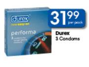 Durex 3 Condoms-Per Pack