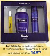 Lentheric Panache Eau De Toilette 15ml, Perfumed Body Spray 90ml&Hand&Body Lotion 250ml-Each