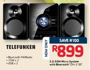 Telefunken 2.0 50W Micro System With Bluetooth-TDH-21BT