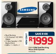 Samsung 2.0 120W Dual Docking Micro DVD System-MM-E4300