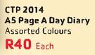 CTP 2014 A5 Page A Day Diary Assorted Colours-Each