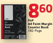 PnP 192-Page A4 Feint Margin Counter Book