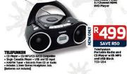 Telefunken Portable Radio And CD Player With MP3 And USB Black-TCD-1204