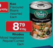 Rhodes Mixed Vegetables Regular/Curried-410G
