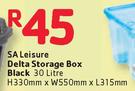 SA Leisure Delta Storage Box Black 330x550x315mm-30L