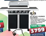 Alva Jet Black 4 Burner Gas Braai