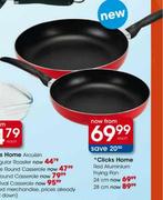 Clicks Home Red Aluminium Frying Pan 24cm-Each