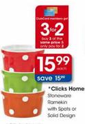 Clicks Home Stoneware Ramekin With Spots or Solid Design-Each