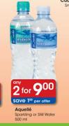 Aquelle Sparkling Or Still Water-2x500ml