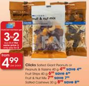 Clicks Salted Giant Peanuts Or Peanuts & Raisins-40g