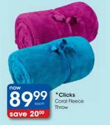 Clicks Coral Fleece Throw