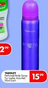 Yardley Perfumed Body Spray For Ladies Assorted-90ml Each