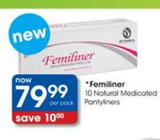 Femiliner 10 Natural Medicated Pantyliners-Per Pack