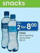 Clicks Still Or Sparkling Spring Water-2x500ml