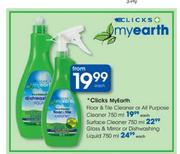 Clicks My Earth Glass & Mirror Or Dishwashing Liquid-750ml