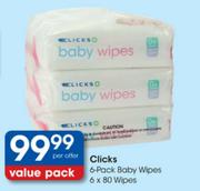 Clicks Baby Wipes-6x80's