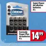 Eveready Power Plus AA Battries-4's