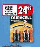Duracell C & B AA Alkaline Batteries-4's
