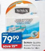 Schick Quattro Titanium Blades For Men-4-Pack Per Pack