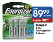 Energizer AA Rechargable Batteries-4's Per Pack