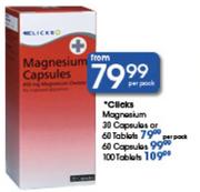 Clicks Magnesium 30 Capsules Or 60 Tablets-Per Pack