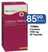 Clicks Cranberry 30 Capsules-7500mg Per Pack