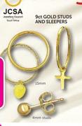 9ct Gold-Studs And Sleepers-Per Pair