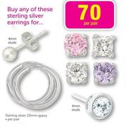 Sterling Silver 20mm Gypsy & 4mm Studs-Per Pair