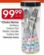Clicks Home Colour Dot Plastic Handle Cutlery Set-16 Piece