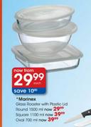 Marinex Glass Roaster With Plastic Lid Round-1500ml