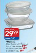 Marinex Glass Roaster With Plastic Lid Oval-700ml