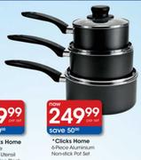 Clicks Home Aluminium Non-Stick Pot Set-6 Piece
