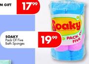 Soaky Pack Of Five Bath Sponges