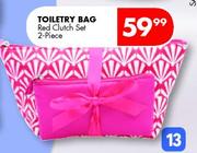 Toiletry Bag Red Clutch Set-2-Piece