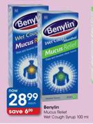 Benylin Mucus Relief Wet Cough Syrup-100ml Each