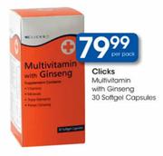 Clicks Multivitamin With Ginseng Softgels Capsules-30's
