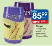 Shape Chocolate, Vanilla Or Strawberry Shake-450g Each