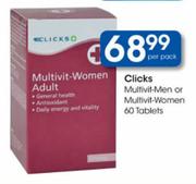 Clicks Multivit-Men Or Multivit-Women Tablets-60's