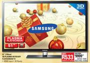 Samsung 51" (130cm) 3D Plasma HD Ready Flatscreen TV