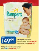 Pampers New Baby Premium Value Pack Or Mini Jumbo Pack-Per Pack