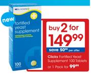 Clicks Fortified Yeast Supplement-100 Tablets