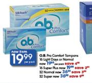 O.B.Pro Comfort Tampens 16 Light Days Or Normal